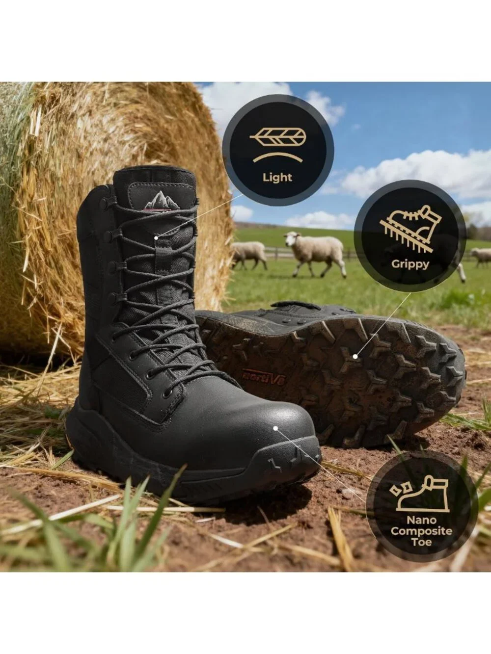 Men's Composite Toe Work Boots with Side Zipper | Durable Safety Footwear